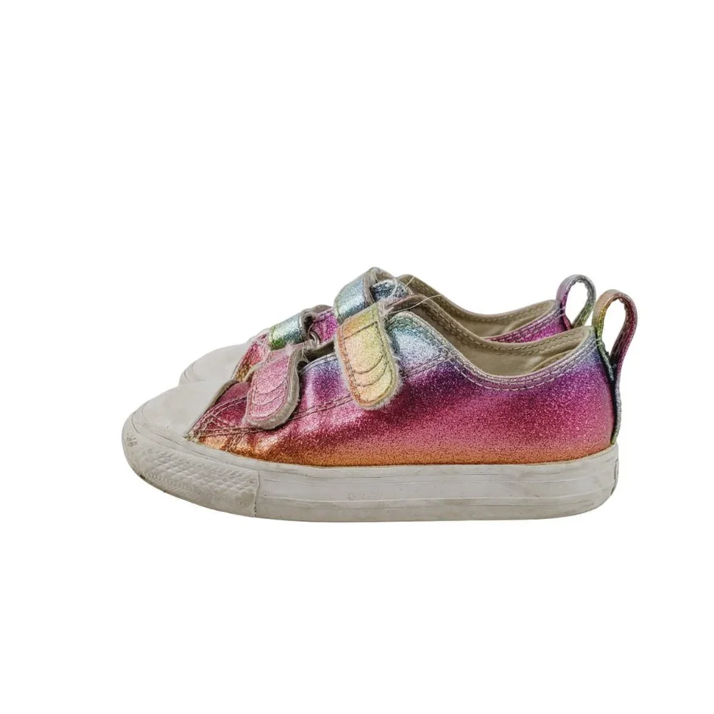 Converse Girl's Pink Rainbow 765533C Hook‎ & Loop Casual Sneaker Shoes Size 9